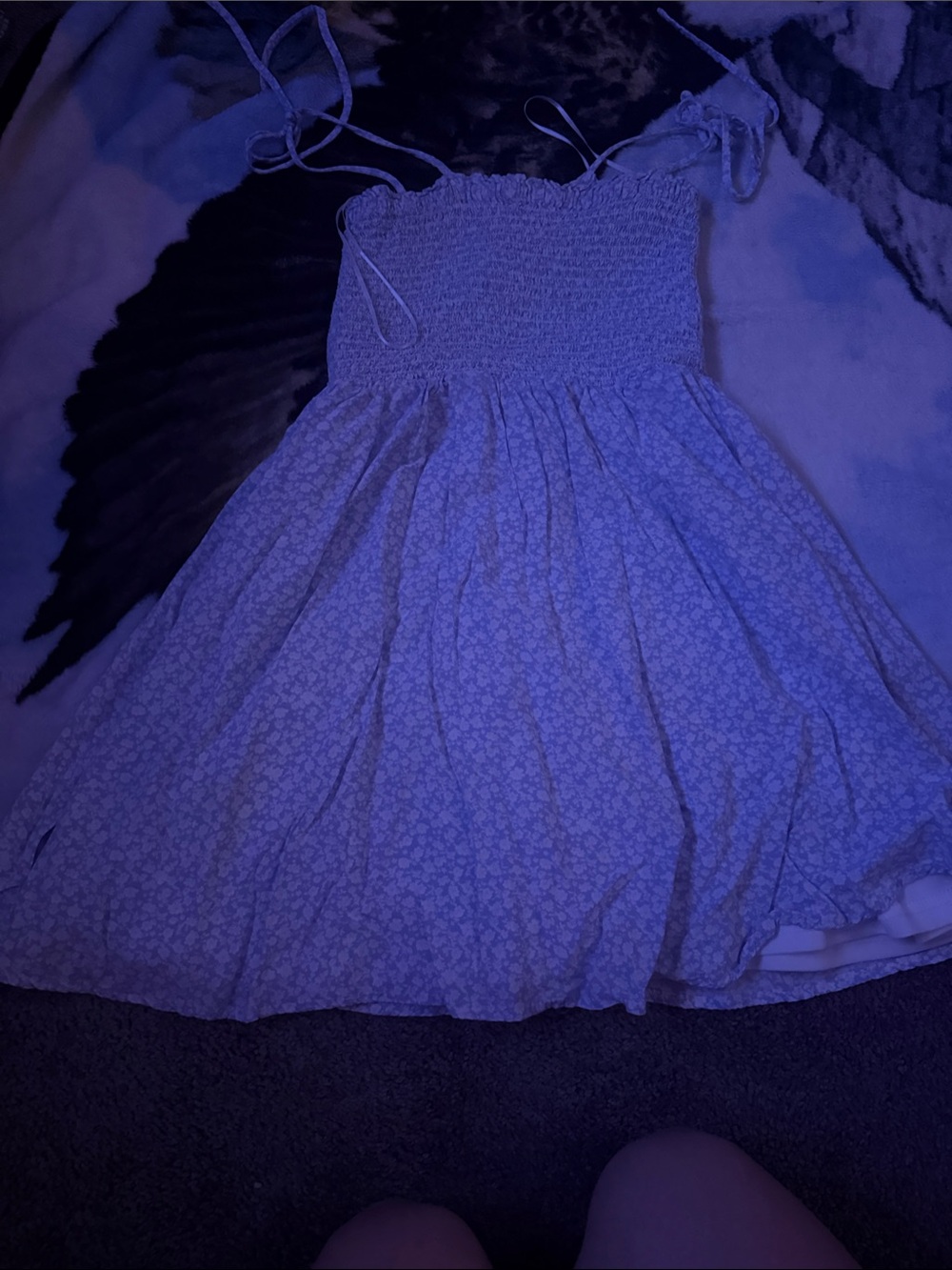 Windsor Light blue Floral Smocked Mini Dress